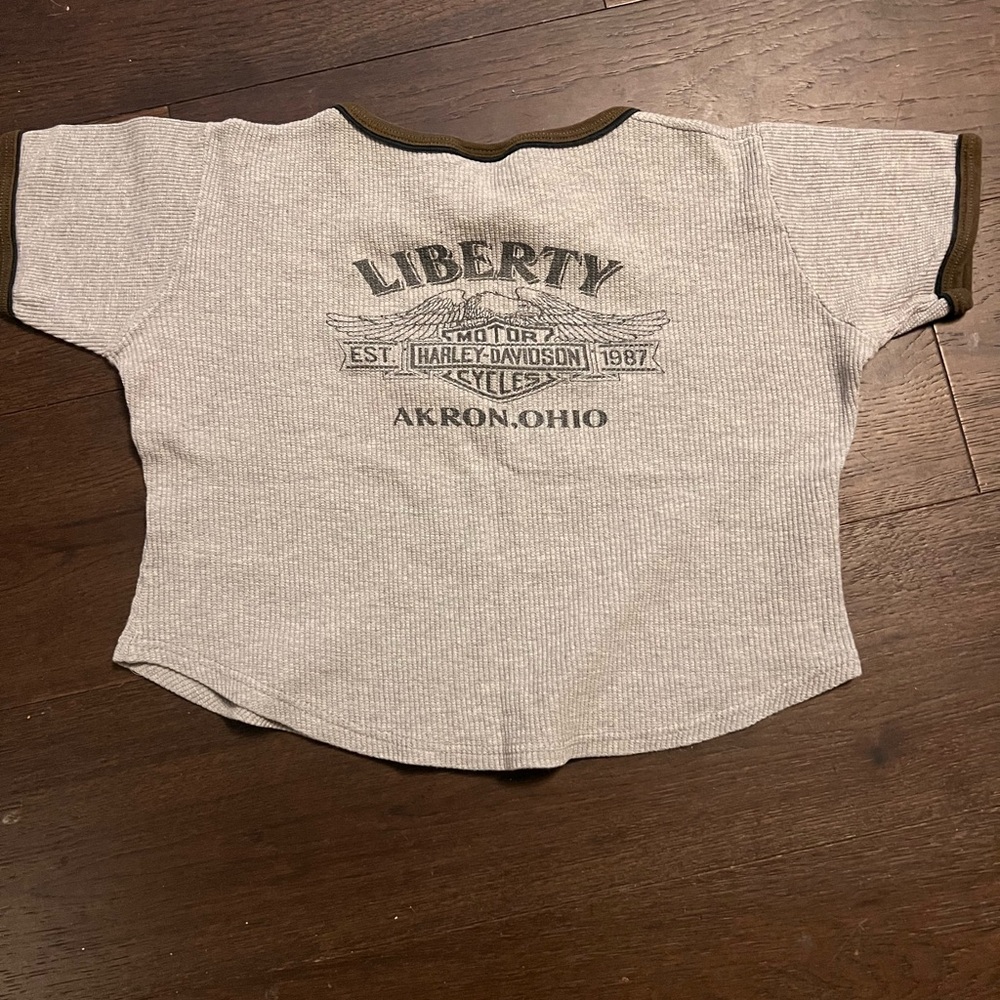 Vintage Harley Davidson 1987 made in the USA WAFFLE Gray T-Shirt